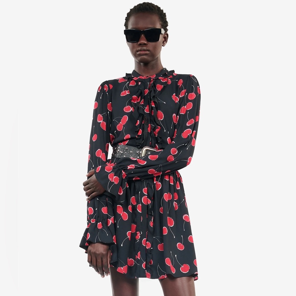The Kooples Short Ruffle Cherry Printed Dress - Kooples 1 - Small
